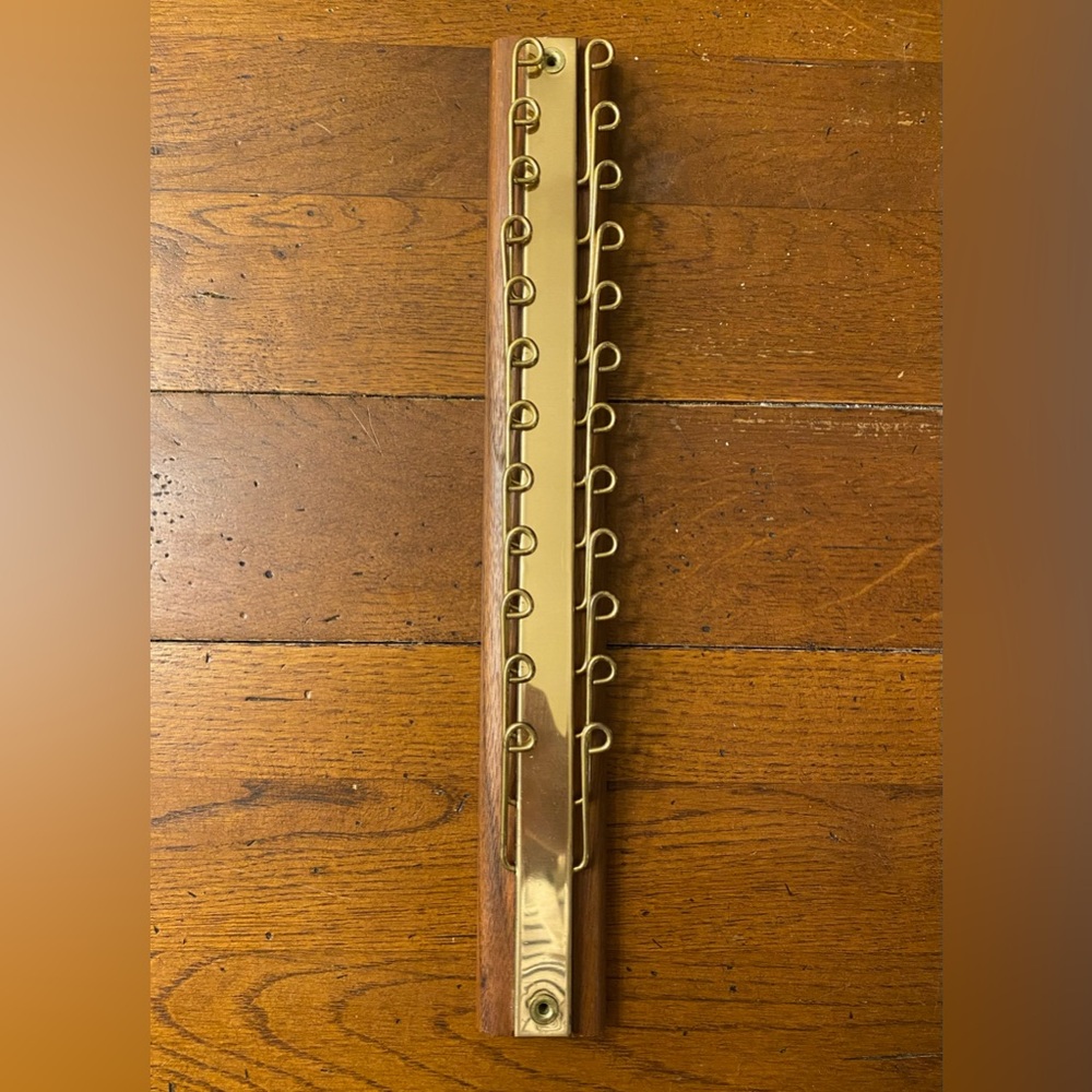 Vtg Tie Rack Dante American Walnut Wood Brass Hanger Closet Mid Century MCM USA